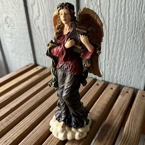 Angel Figurine Vintage Music Instrument Figure Hand Harp Christian Christmas